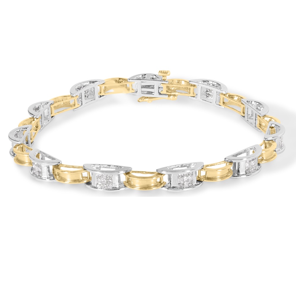 14K Two-Tone Gold 1.00 Cttw Princess-Cut